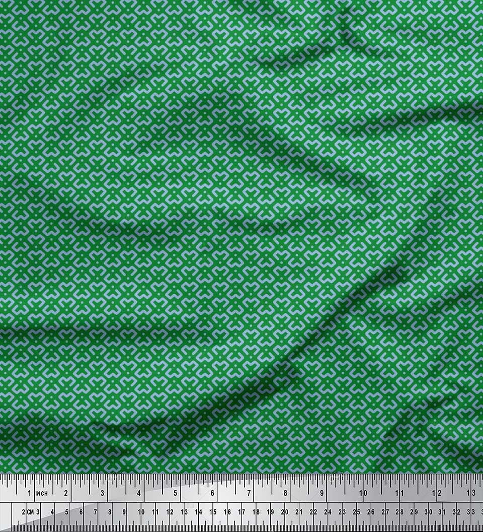 Soimoi Cotton Poplin Fabric Dot & Geometric Small Printed Fabric 1 Yard 56 Inch Wide