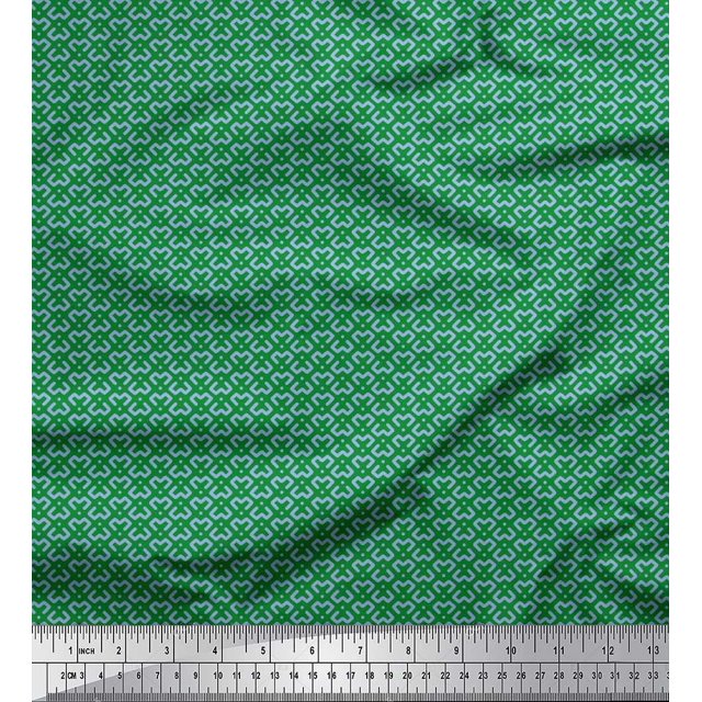 Soimoi Modal Satin Fabric Dot & Geometric Small Printed Craft Fabric by The Yard 42 Inch Wide