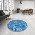 thumbnail image 4 of Ahgly Company Tapis d'Intérieur Lavable à la Machine, Carré, Transitionnel, Bleu, Tapis de Zone, 6 Pieds Carré, 4 of 7