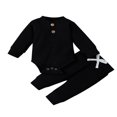 thumbnail image 1 of Newborn Baby Boy Girl Ribbed Romper and Pants Outfits Set 2PCS, 1 of 6