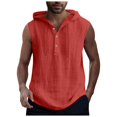 thumbnail image 1 of Qopobobo Mens Muscle Shirts Tank Top Mens Solid Color Simple Csual Fashion Drawstring Button Hooded Vest Top Watermelon Red,XXXL, 1 of 5