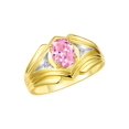 thumbnail image 3 of RYLOS Men's Rings Yellow Gold Plated Silver Rings Classic Designer Style 9X7MM Gemstone &  Diamond Ring Pink Ice October Birthstone Rings For Men Size 11, 3 of 7