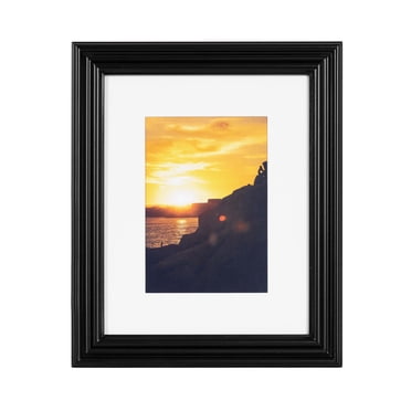DesignOvation Leno 8" x 10" Matted to 5" x 7" Black Picture Frame