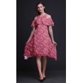 thumbnail image 2 of Bimba Pink Bird Printed Womens Cold Shoulder Tunic Party Round Neck Shift Dress - X-Large, 2 of 6