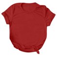 thumbnail image 2 of Pisexur Hauts d'Été pour Femmes, Pull Décontracté Uni à Manches Courtes, Hauts pour Femmes Rouge, S, 2 of 3