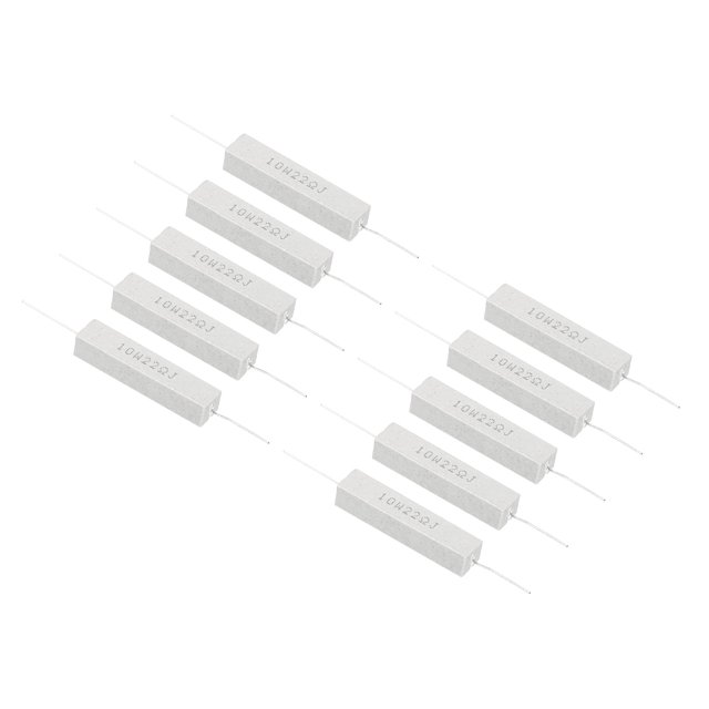 Unique Bargains 10Pcs 22 Ohm Resistors, 10W Ceramic Cement Resistor Power Cement Resistor Kit Tolerance 5% for Power Adapters Audio