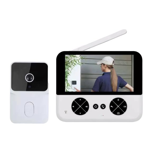 stanreset ABS Visuel Intelligent Wifi Vidéo Intercom Judas de Porte Caméra Longue Autonomie Sans Fil Sonnette de Porte Blanc
