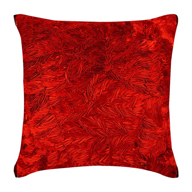 Throw Pillow Cover, Pillow Cover 20x20 Red Couch, Ribbon Art Work Textured Pillow Cover, 20x20 inch (50x50 cm) Pillow Cover, Solid Throw Pillow Cover, Silk - Red Hot Satin Ribbon