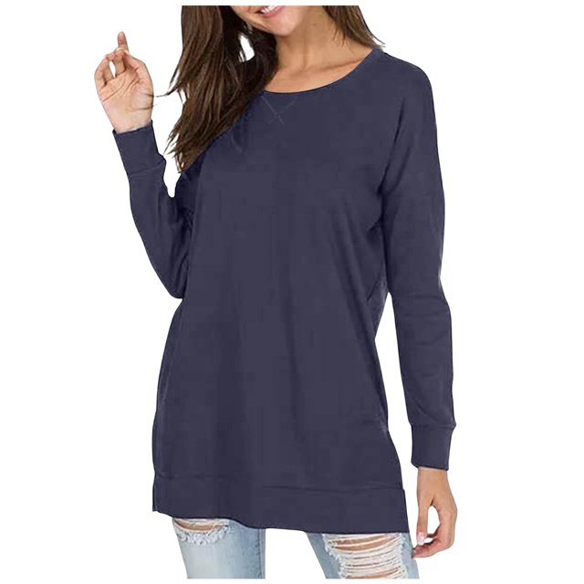 Women Side Split Fall Fashion 2025 Long Sleeve Shirts Trending Now