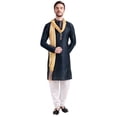 thumbnail image 1 of Vêtements Indiens Kurta Pyjama pour Hommes avec Foulard Robe de Fête de Mariage (Noir, m), 1 of 6