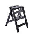 thumbnail image 2 of Folding Step Stool Step Ladder 3 Tier, Multi-Functional Folding Solid Wood Ladder Stool, Step Stool Household Muliti-Color Step Ladder Stool for Household and Office 330lbs,Black,2step, 2 of 15