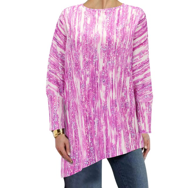 Pxiakgy T-Shirts à Manches Longues pour Femmes T-Shirts à Rayures Pailletées Décontractés Col Rond Manches Longues Violet 4TG