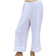 thumbnail image 1 of Birdeem Fashion Womens Spring and Summer Versatile Wide Leg Cotton Linen Elastic Waist Solid Color Wide Leg Pants, 1 of 6