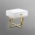 thumbnail image 4 of Posh Living Mano 1-Drawer Modern Stainless Steel End Table in White/Gold, 4 of 7