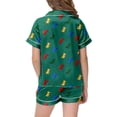 thumbnail image 3 of Floral Print Childrens Short Sleeve Button Down Pajama Set with Matching Shorts for Girls Nightwear Comfort, 3 of 3