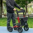 thumbnail image 2 of HOMCOM Folding Adjustable Rollator Walker w/ Seat 10" Rubber Wheels, Red, 2 of 10