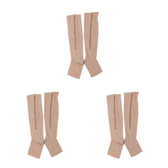 Maytalsory Chaussettes de Compression Respirantes avec Fermeture Éclair Performance avec Confort Maximal Couleur Peau P/M 3ensemble