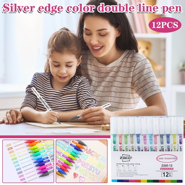 RKSTN double line pen 12-color Double Line Outline Pen Set For Student Drawing Graffiti Marker 5ml