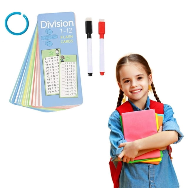 LEEYNEER Cartes Éclair de Multiplication 3e 6e Année 17 Pcs Table des Heures Cartes de Mathématiques avec Marqueurs Effaçables à Sec Outils d'Apprentissage Portables pour l'École à la Maison et la Salle de Classe