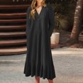 thumbnail image 2 of Pisexur Robes d'Automne pour Femmes, Couleur Unie, Manches Longues, Robes de Retour à la Maison, Col en V, Robes d'Invitée de Mariage pour Femmes, Robe Maxi Décontractée Ample, Robes Grande Taille pour Femmes aux Formes, P-5TG, 2 of 6