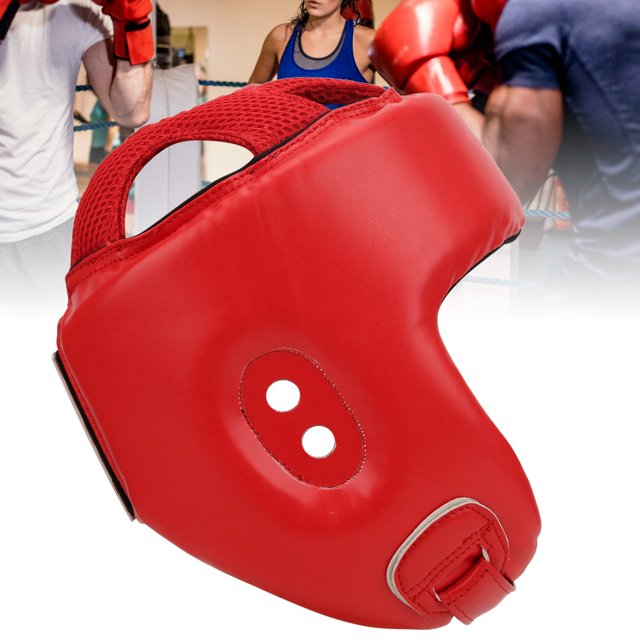 Boxing Helmet Boxing Head Gear Sanda Helmet Boxing Helmet PU Leather Adjustable Head Guard Sanda Kickboxing Training Defense