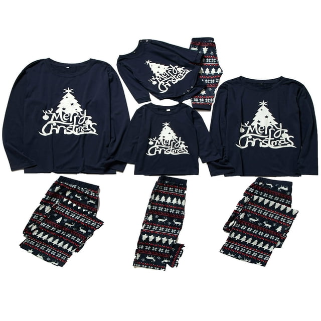 Christmas Family Matching Pajama Sets Christmas Tree Tops Print Pants 2PCS Outfits