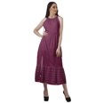 thumbnail image 2 of Moomaya Robe Imprimée Femme Fête Mariage Tenue de Fête Col Licou Robe Maxi en Rayonne, 2 of 4