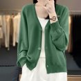 thumbnail image 4 of Womens Button Down Knit Cardigans Long Sleeve V Neck Casual Cardigan Sweaters Light Weight Loose Lounge Wear Fall Green, M, 4 of 5