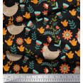 thumbnail image 2 of Soimoi Velvet Fabric Leaves,Cock & Chick Cartoon Print Fabric by The Yard 58 Inch Wide, 2 of 3