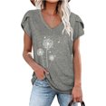 thumbnail image 2 of Besolor Hauts d'Été pour Femmes Manches Pétales Tendance Chemises Imprimées Manches Courtes Col Rond Décontracté Blouse Tee, 2 of 4