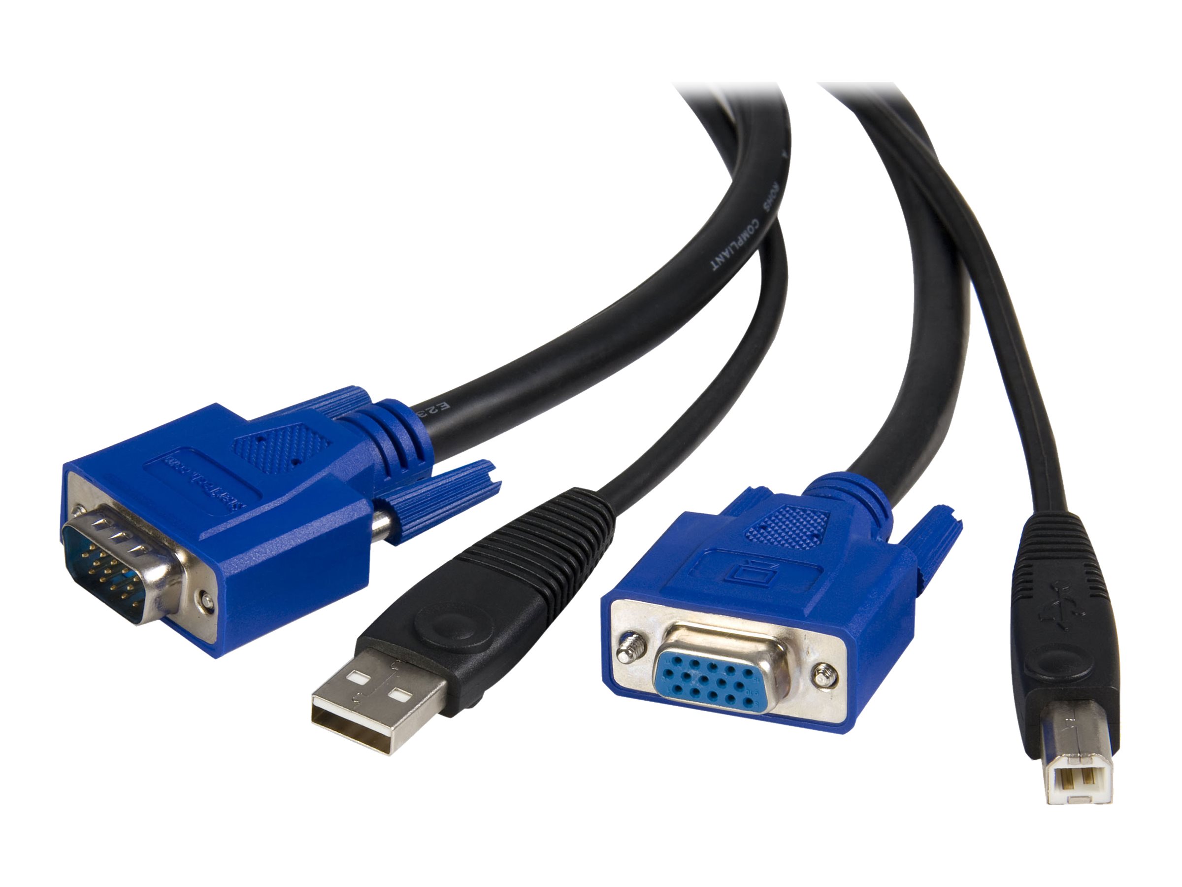 StarTech.com 10 ft 2-in-1 Universal USB KVM Cable - 10ft VGA KVM Cable - 10ft USB KVM Cable - 10ft KVM Switch Cable (SVUSB2N1_10) - Video / USB cable - HD-15 (VGA), USB Type B (M) to USB, HD-15 (VGA) - 10 ft - for P/N: RKCOND17HD, SV231USBGB, SV231USBLC, SV431USB, SV431USBAE, SV431USBAEGB, SV431USBDDM