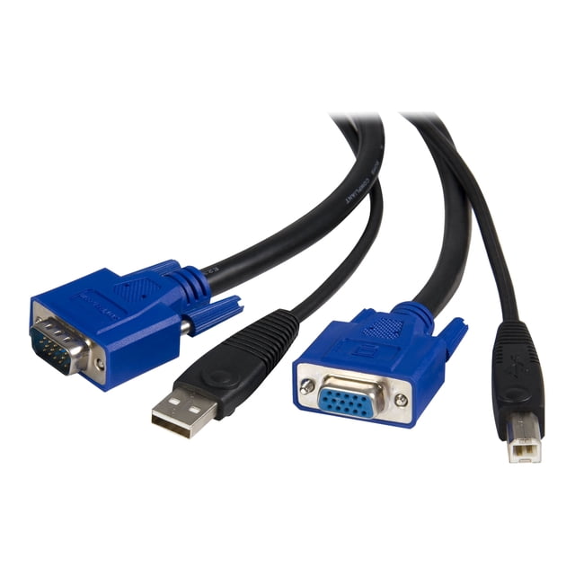 StarTech.com 10 ft 2-in-1 Universal USB KVM Cable - 10ft VGA KVM Cable - 10ft USB KVM Cable - 10ft KVM Switch Cable (SVUSB2N1_10) - Video / USB cable - HD-15 (VGA), USB Type B (M) to USB, HD-15 (VGA) - 10 ft - for P/N: RKCOND17HD, SV231USBGB, SV231USBLC, SV431USB, SV431USBAE, SV431USBAEGB, SV431USBDDM