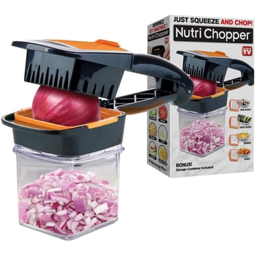 Nutrichopper Hachoir à Légumes Hachoir à Oignons Trancheur d'Oeufs avec Contenant de Conservation - Hache, Tranche, Cubes, Quartiers Hachoir Alimentaire Polyvalent Hachoir à Légumes Vu à la Télé