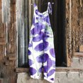 thumbnail image 2 of yoeyez Rompers for Women Plus Size,Womens Summer Printed Plus Size Romper Sleeveless Adjustable Straps Backless Jumpsuits With Pockets Purple,5XL, 2 of 6