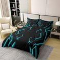 thumbnail image 2 of Erosebridal Neon Geometry 100% Cotton Comforter Cover Full, Abstract Checkered Bedding Full Size, Stripe Room Decor, Reversible 3pcs（No Comforter）, 2 of 6
