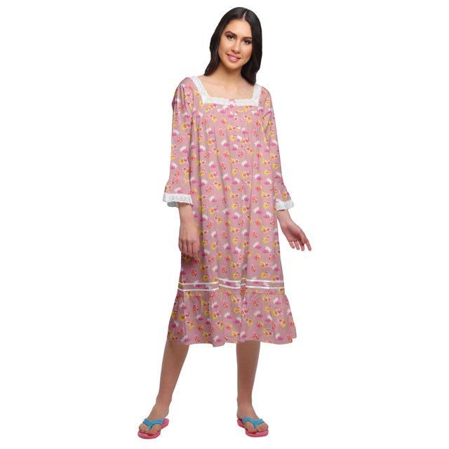 Moomaya Chemise de Nuit Évasée en Coton pour Femmes