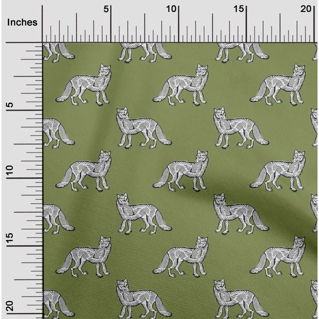 oneOone Polyester Lycra Fabric Fox Block Printed Craft Fabric BTY 56 Inch Wide