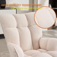 thumbnail image 4 of TOYTEXX Teddy Fabric Rocking Chair with Ottoman, Upholstered High Back Accent Glider with Solid Wood Base and Metal Frame for Nursery, Living Room, Reading Area-White, 4 of 6