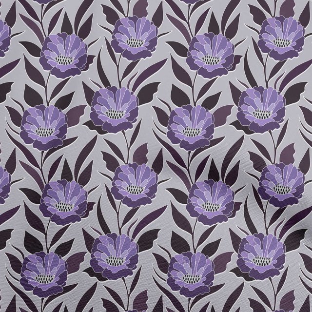 oneOone Rayon Purple Fabric Floral Retro Craft Projects Decor Fabric Printed By The Yard 56 Inch Wide