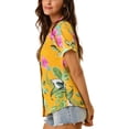 thumbnail image 4 of INSPIRE CHIC Women's Shirts Hawaiian Short Sleeve Tropical Floral Button Down Tops S Yellow, 4 of 8