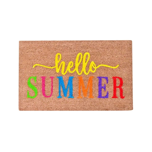 Clearance Sale Promotion Hello Summer Doormat Non-Slip Seasonal Coir Doormat Area Rugs for Living Room Natural, Low Profile, Durable Rug for Front Porch Indoor Outdoor Entryway 16x24IN