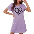 thumbnail image 4 of Mrat Nuisettes et Chemises de Nuit pour Femmes Nuisette pour Femmes Tenue de Nuit Manches Courtes Chemise de Nuit Décontractée Imprimée Robe de Nuit Ample Confortable Pyjama S-79 Violet TG, 4 of 7