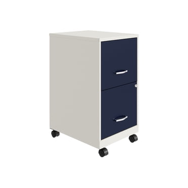 Hirsh Soho Smart File Space Solutions - Classeur Vertical - mobile - 2 Tiroirs - Métal - Bleu Marine, Blanc Perle