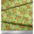 thumbnail image 2 of Soimoi Tissu Satin Modal Vert Feuilles, Imprimé Floral Blanc & Serpent au Mètre 42 Pouces de Large, 2 of 3