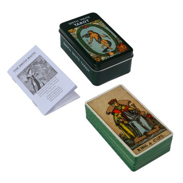 MAYUJIAA Tarot Cards Set Toy for Beginners Leisure Entertainment Games Gilding Process High Grade Iron Box with Guide Book HW313-13642