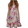 thumbnail image 2 of Ovzne Robes pour Femmes Robe pour Femme Mode pour Femmes Vacances Été Couleur Unie Sans Manches Fête Plage Robe d'Été Imprimée Liquidation, 2 of 6