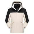 thumbnail image 1 of Pisexur Vestes pour Hommes Manteaux Confortables pour Hommes Unisexe à Capuche Manches Longues Patchwork Fermeture Éclair Coquille Rigide Molleton Randonnée Vêtement d'Extérieur Manteau Beige,G, 1 of 7