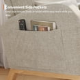 thumbnail image 3 of Modern Linen Rocking Chair - Comfortable Glider with Pillow & Side Pockets for Nursery, Living Room or Bedroom, Light Gray, 3 of 8