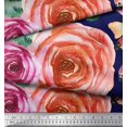 thumbnail image 2 of Soimoi Tissu en Coton Canevas Imprimé Feuilles & Roses par Yard 42 Pouces de Large, 2 of 3