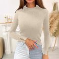 thumbnail image 2 of Pisexur Chandail à Col Roulé pour Femmes Couleur Unie Chandails Courts pour Femmes Tunique Chandail en Tricot pour Femmes Manches Longues Décontractées Chandails d'Automne Col Rond Chandails Hauts, 2 of 5